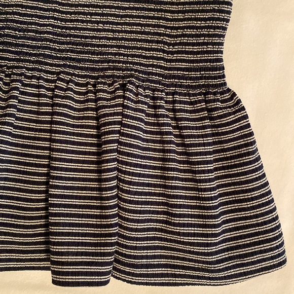 Madewell Texture & Thread Smocked Peplum Tank Top in Deep Navy Ellis Stripe L - Picture 8 of 14